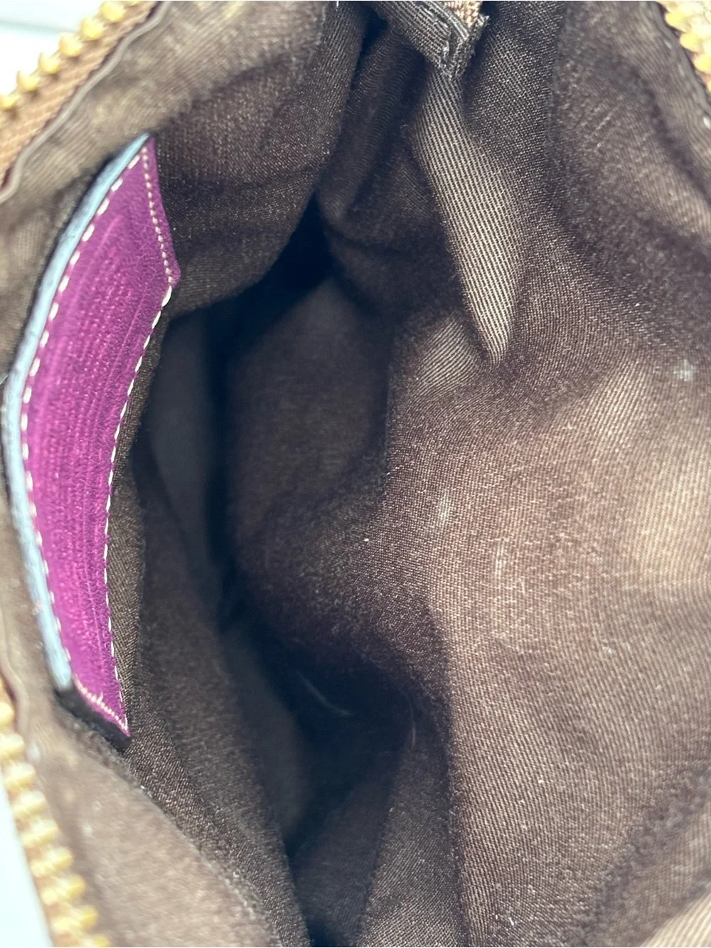 Coach Small Crossbody with Brown Signature Canvas and Pink Trim